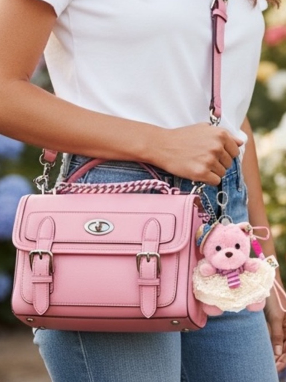 Plush pink bear bag charm keychain new in box - Picture 6 of 7